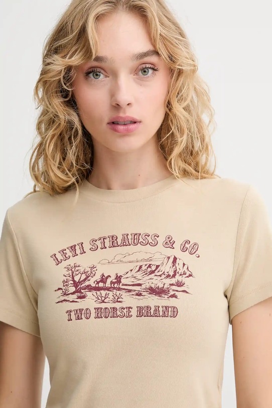 Bavlněné tričko Levi's béžová A8798.0057