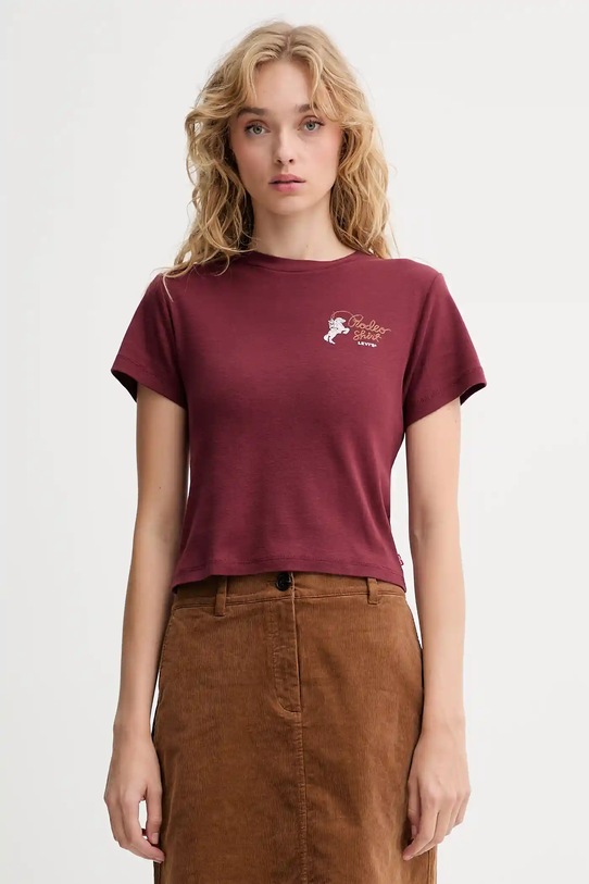 Bavlněné tričko Levi's potisk burgundské A8798.0070