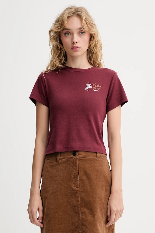 Bavlnené tričko Levi's potlač burgundské A8798.0070