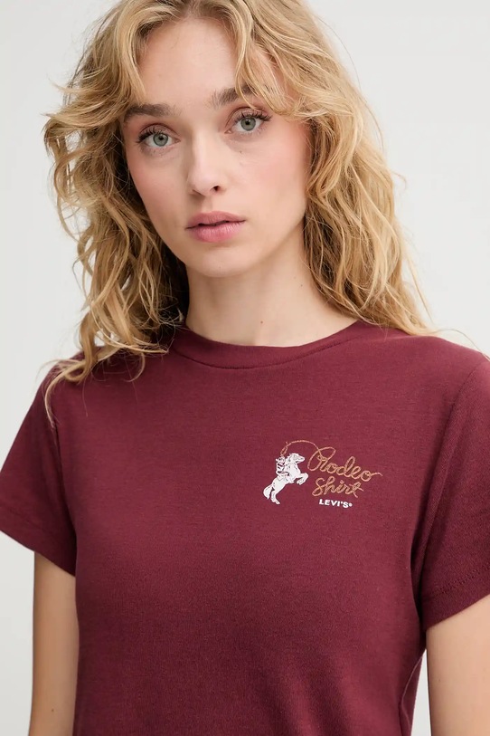 Bavlnené tričko Levi's burgundské A8798.0070