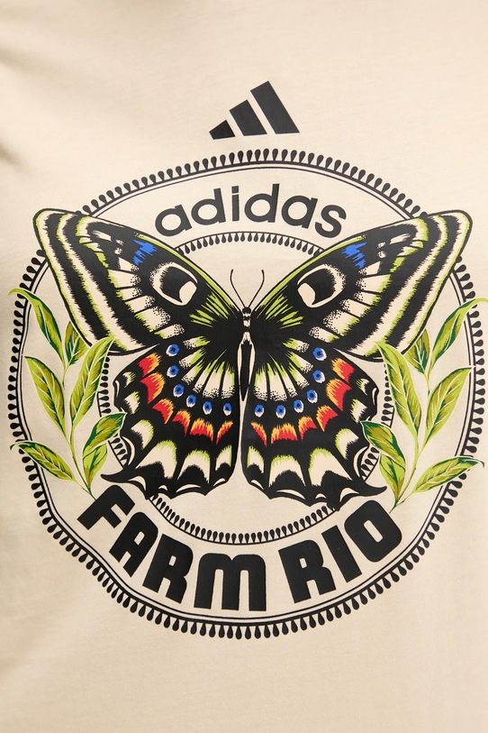 adidas t-shirt bawełniany x Farm Rio JL8614 beżowy