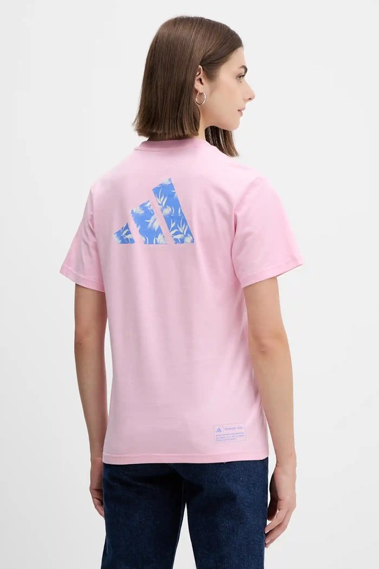 Bombažna kratka majica adidas House of Tiro Potisk roza JV8524