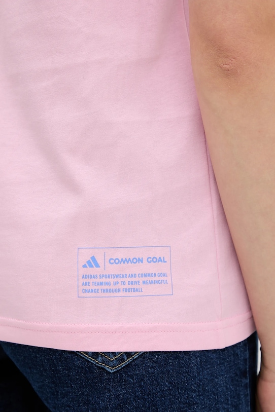 Бавовняна футболка adidas House of Tiro JV8524 рожевий