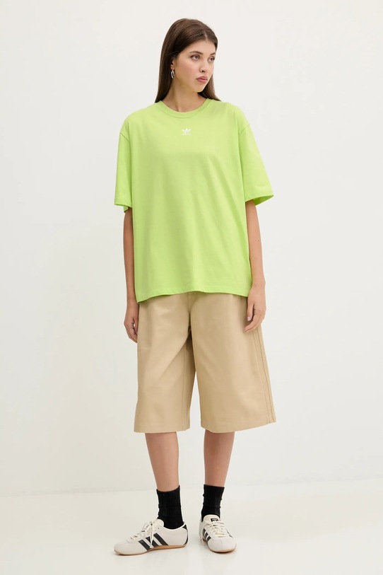 Βαμβακερό μπλουζάκι adidas Originals Essentials JW5076 πράσινο AW25