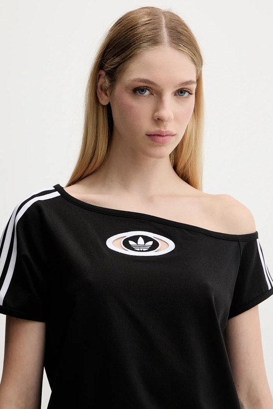 adidas Originals tricou Offshoulder Tee negru KC8796