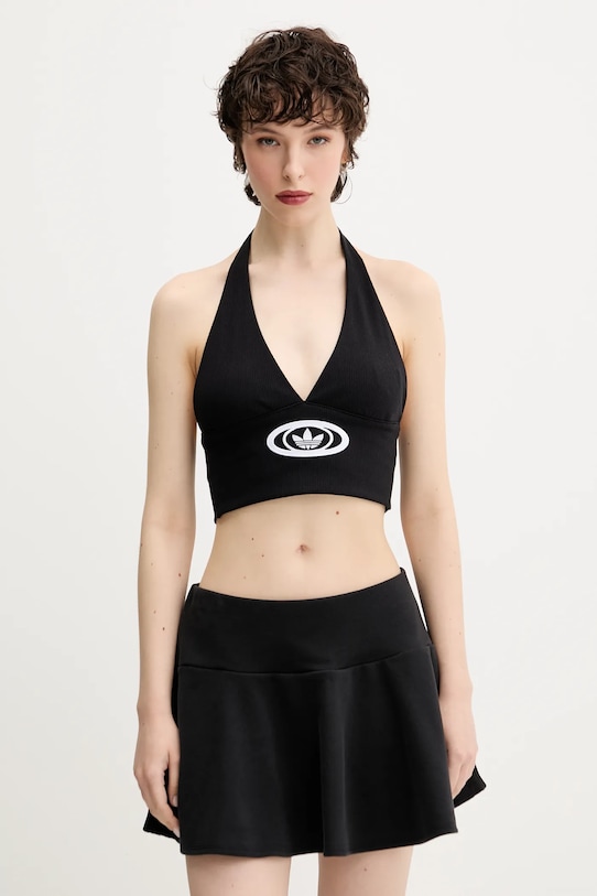 adidas Originals top bawełniany Campus V Top szpic czarny KC8802