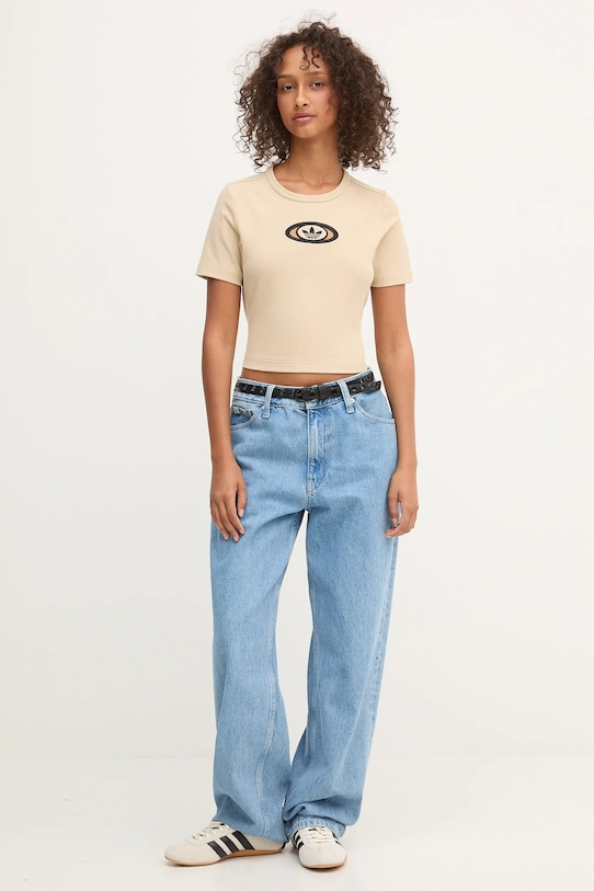 adidas Originals t-shirt Cut Out Rib Tee KC8803 beige AW25