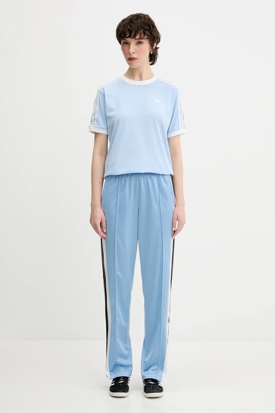 adidas Originals tricou din bumbac Ruffle 3S Tee KC8820 albastru AW25