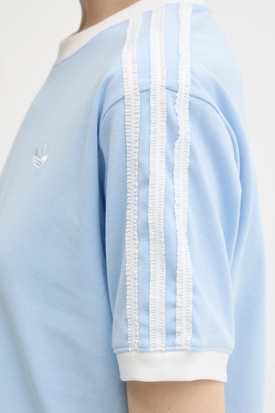 adidas Originals tricou din bumbac Ruffle 3S Tee KC8820 albastru
