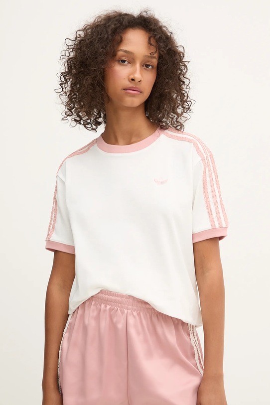 Тениска adidas Originals Ruffle 3S Tee щампа бял KC8821