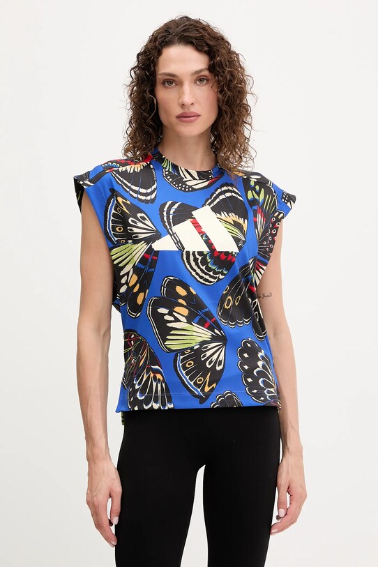 adidas Performance top treningowy x Farm Rio z elastanem niebieski KB5566