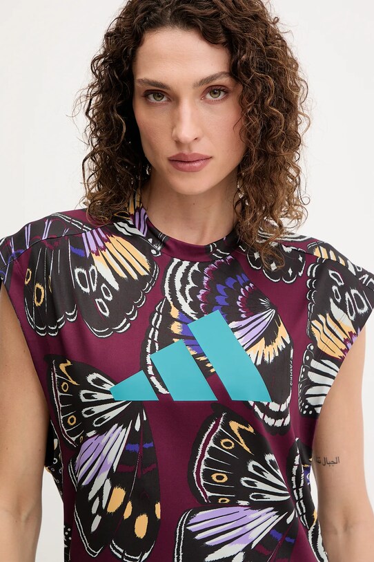 adidas Performance top treningowy x Farm Rio bordowy KB5567