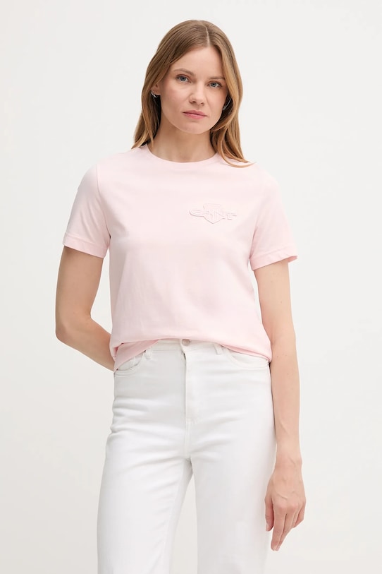 Gant t-shirt bawełniany bawełna różowy 4202589