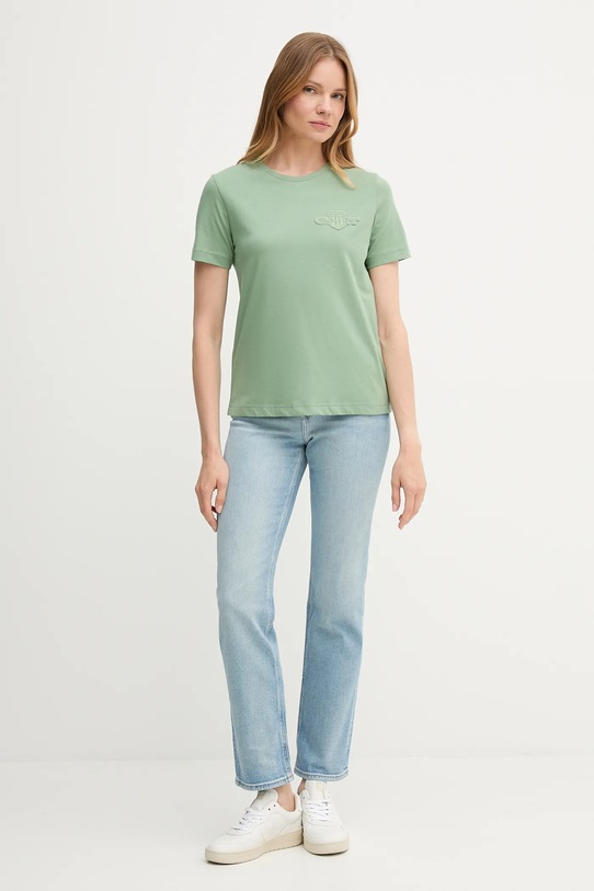Gant t-shirt bawełniany 4202589 zielony AW25