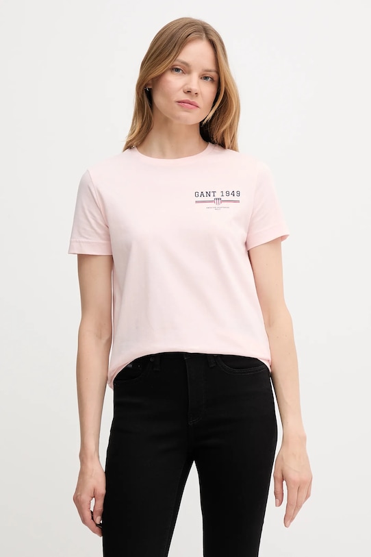 Gant t-shirt bawełniany nadruk różowy 4201554