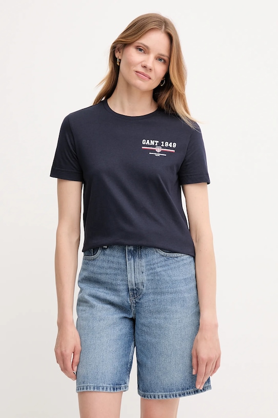 Gant t-shirt bawełniany nadruk granatowy 4201554