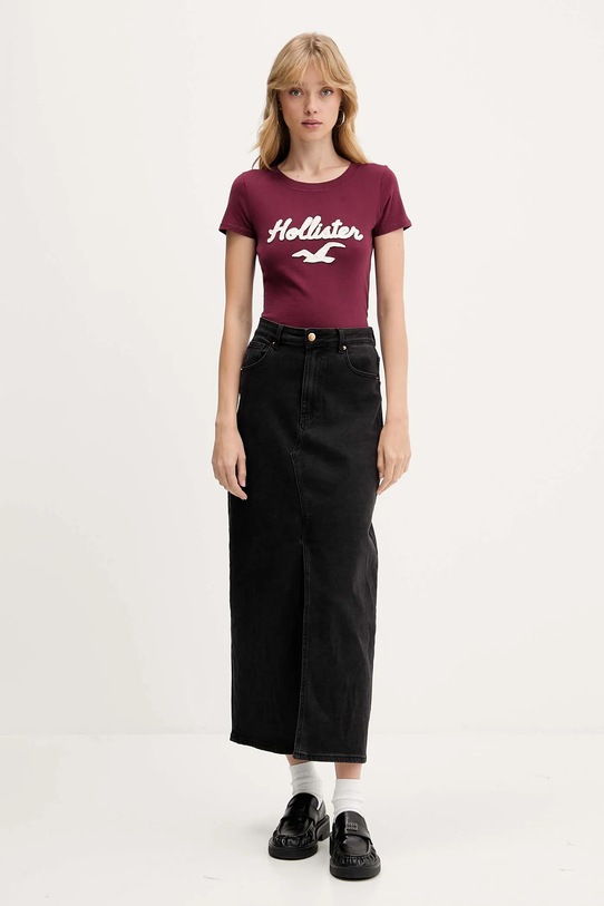 Hollister Co. t-shirt bawełniany KI357.5016.520 bordowy AW25