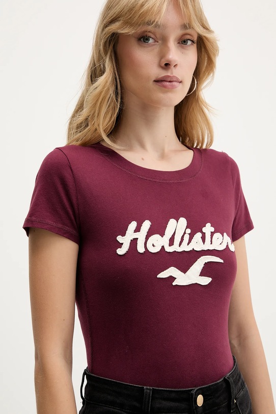 Hollister Co. t-shirt bawełniany bordowy KI357.5016.520