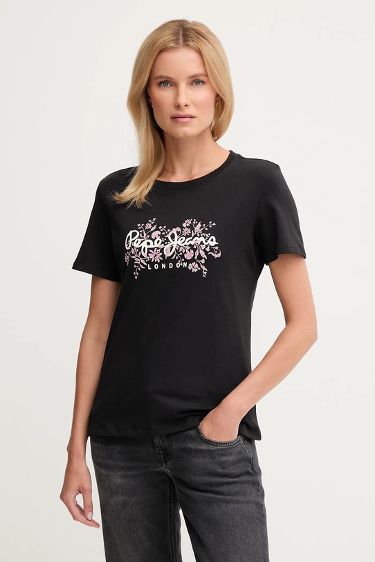Pepe Jeans t-shirt bawełniany nadruk czarny PL5000049