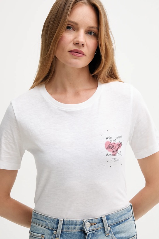 Pepe Jeans tricou din bumbac alb PL5000021