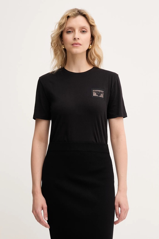 Twinset t-shirt bawełniany aplikacja czarny 252TP2051