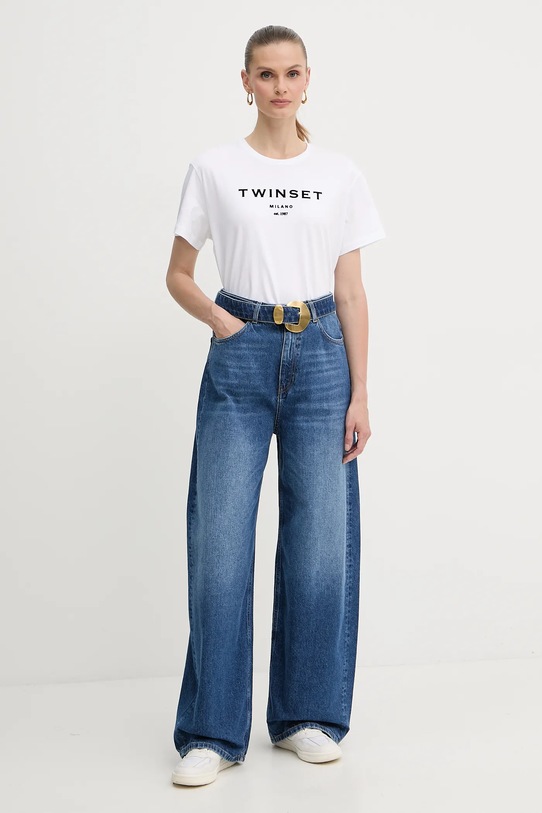 Twinset t-shirt bawełniany 252TP2050 biały AW25
