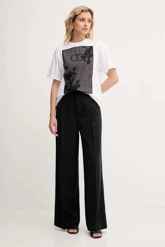 Twinset t-shirt bawełniany 252TP2053 biały AW25