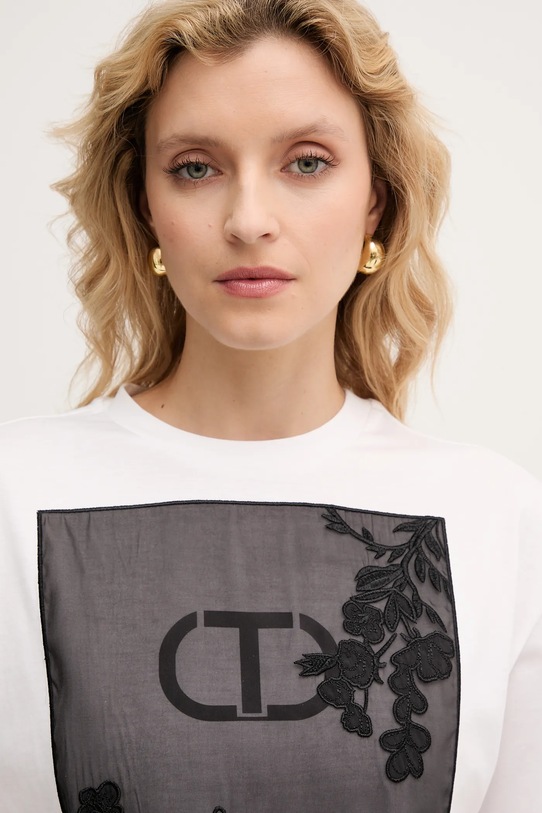 Twinset t-shirt bawełniany biały 252TP2053