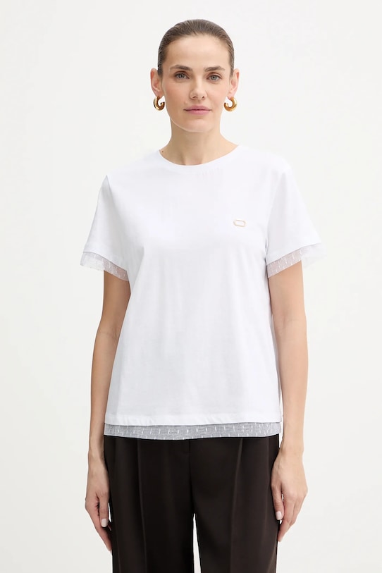 Twinset t-shirt bawełniany bawełna biały 252TT231A