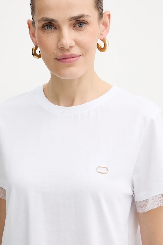 Twinset t-shirt bawełniany biały 252TT231A