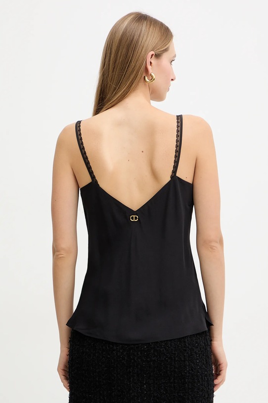 Oblečení Top s příměsí hedvábí Twinset 252TT2411 černá