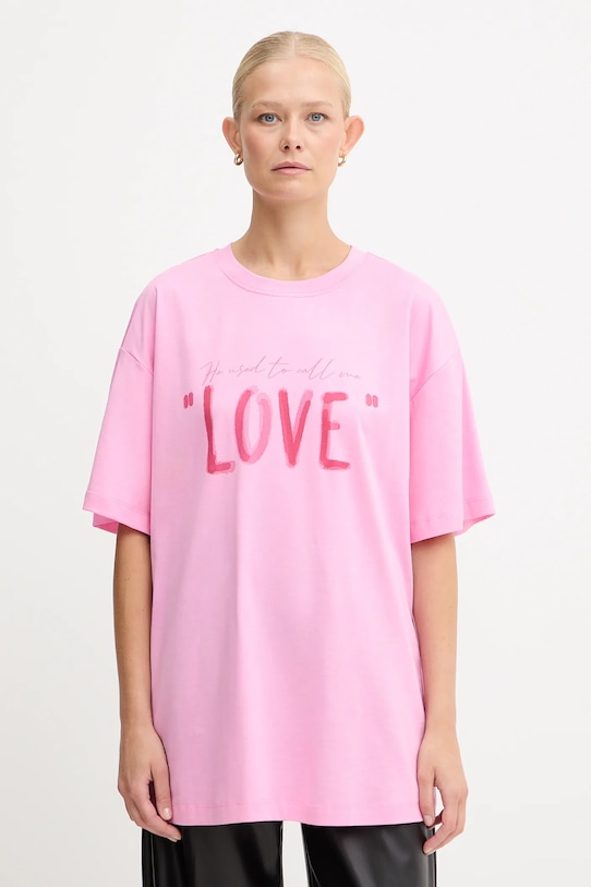 Twinset t-shirt in cotone sovrastampa rosa 252AQ2120