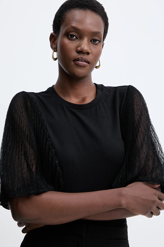 Бавовняна блузка Twinset чорний 252TT2310