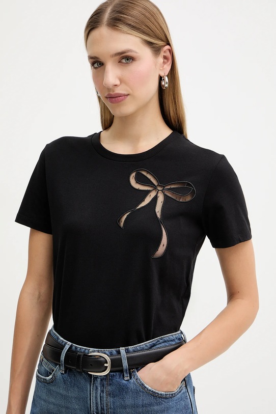 Twinset t-shirt bawełniany czarny 252TT2312