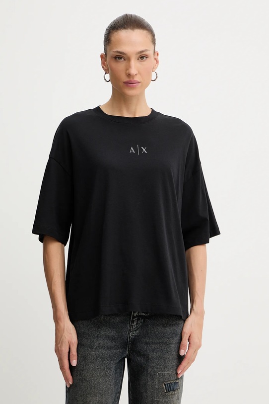 Armani Exchange t-shirt bawełniany nadruk czarny XW001342.AF17172