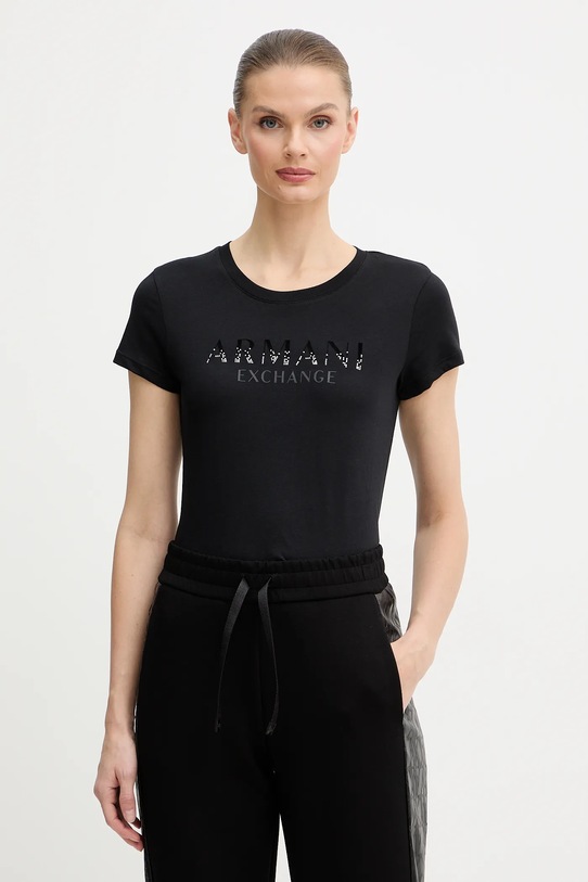 Armani Exchange t-shirt bawełniany nadruk czarny XW001351.AF17172