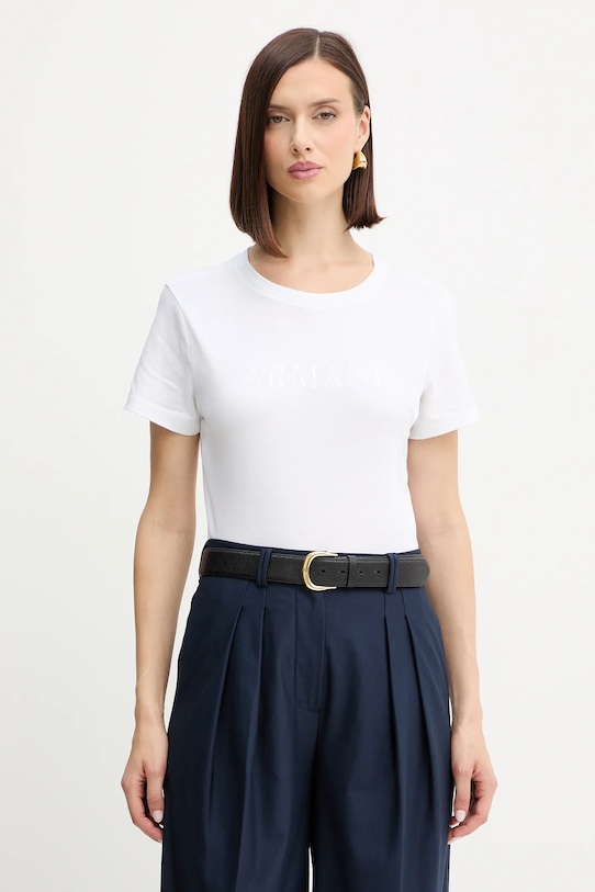 Bavlnené tričko Armani Exchange potlač biela XW001376.AF10356