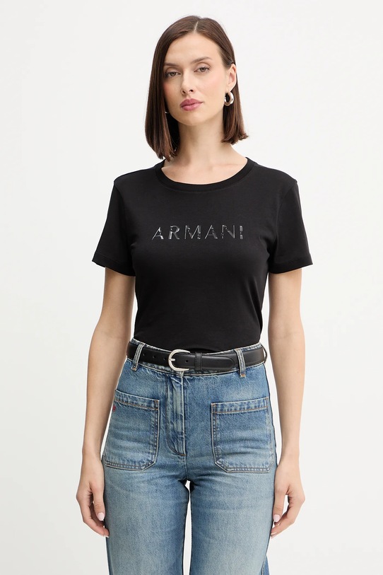 Armani Exchange t-shirt bawełniany nadruk czarny XW001376.AF10356