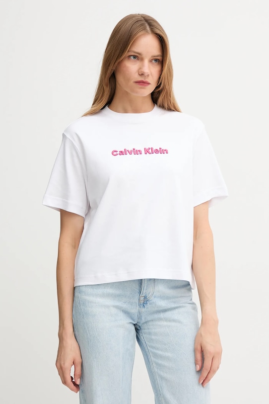 Calvin Klein Jeans t-shirt bawełniany aplikacja biały LV047D205G