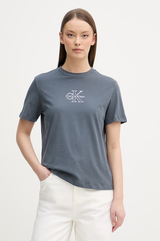 Calvin Klein Jeans T-shirt damski bawełniany szary LV047D873G