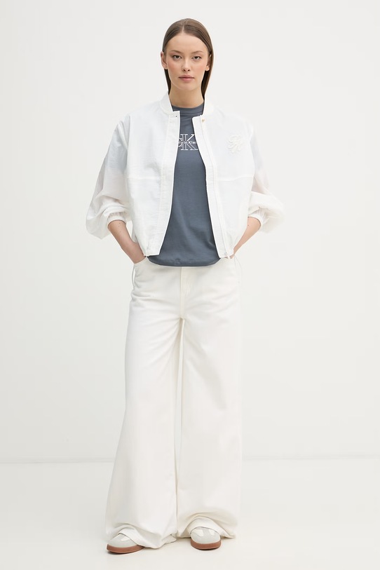 Calvin Klein Jeans T-shirt damski bawełniany LV047D873G szary SS26