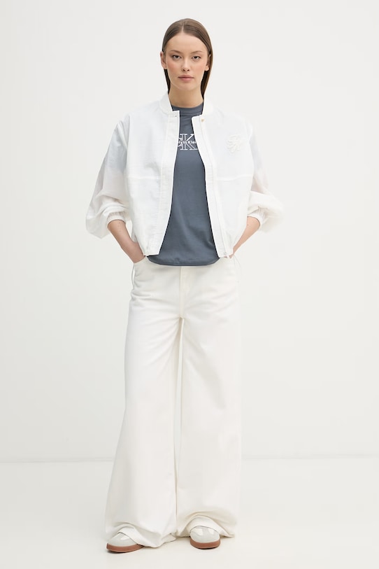 Calvin Klein Jeans T-shirt damski bawełniany LV047D873G szary SS26