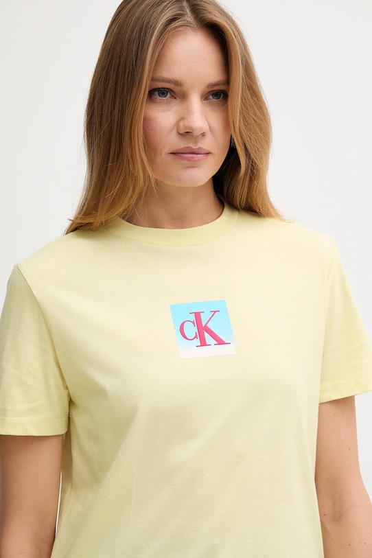 Calvin Klein Jeans tricou din bumbac galben LV047D874G