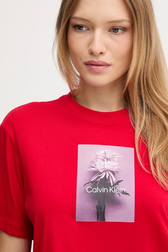 Bavlněné tričko Calvin Klein Jeans červená LV047D880G