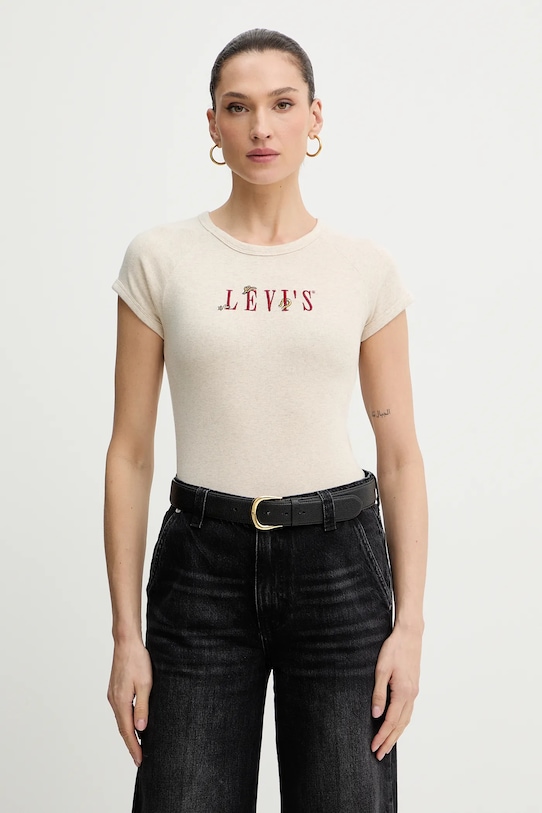 Levi's t-shirt aplikacja beżowy 003R2