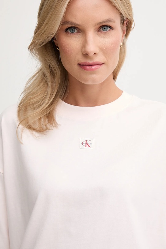 Βαμβακερό μπλουζάκι Calvin Klein Jeans ροζ LV047D204G