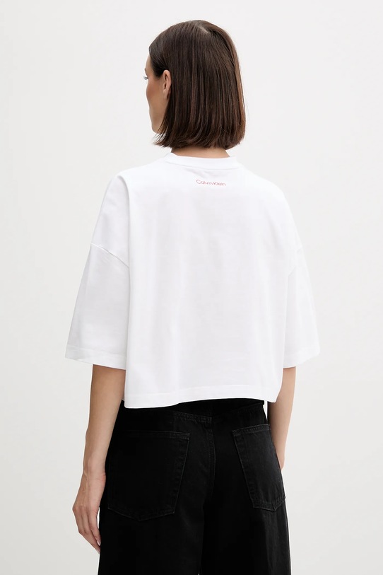 Îmbrăcăminte Calvin Klein Jeans tricou din bumbac LV047D209G alb