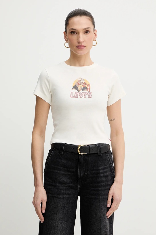 Levi's t-shirt bawełniany nadruk beżowy A8798.0059