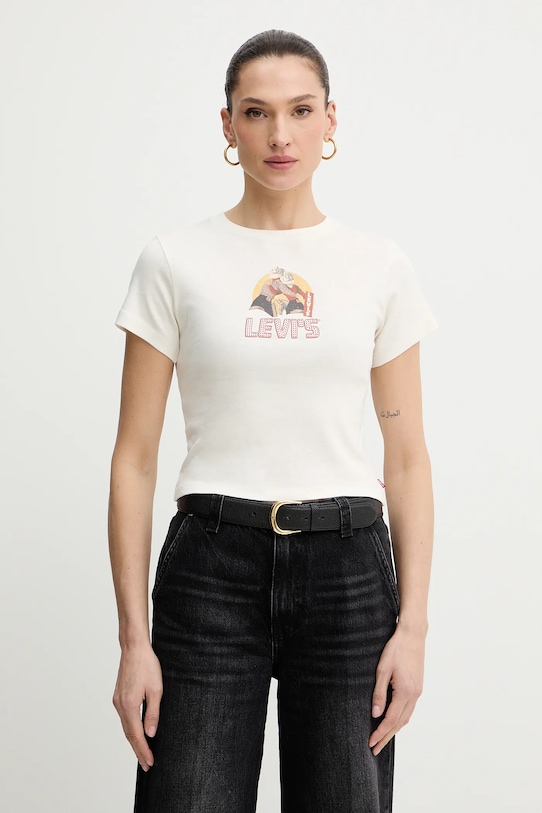 Levi's t-shirt bawełniany nadruk beżowy A8798.0059