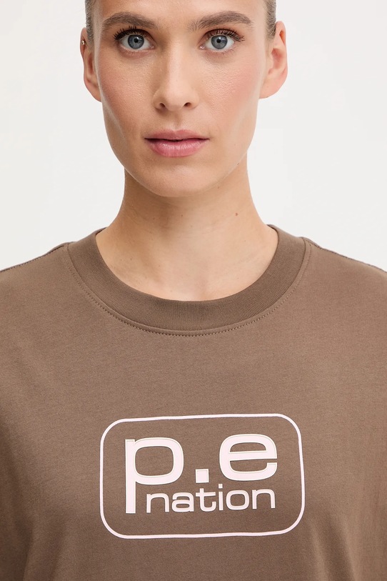P.E Nation t-shirt bawełniany Flux brązowy 253T092